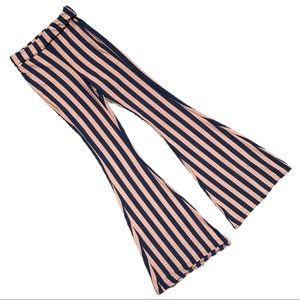 NASTY GAL Black & Tan Striped Pull Up Bell Bottoms